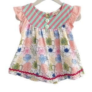Matilda Jane Flower Toppers Tunic Shirt Baby Girl 18-24mo Stripes and Florals